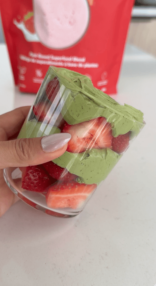 Strawberry Matcha Protein Pudding