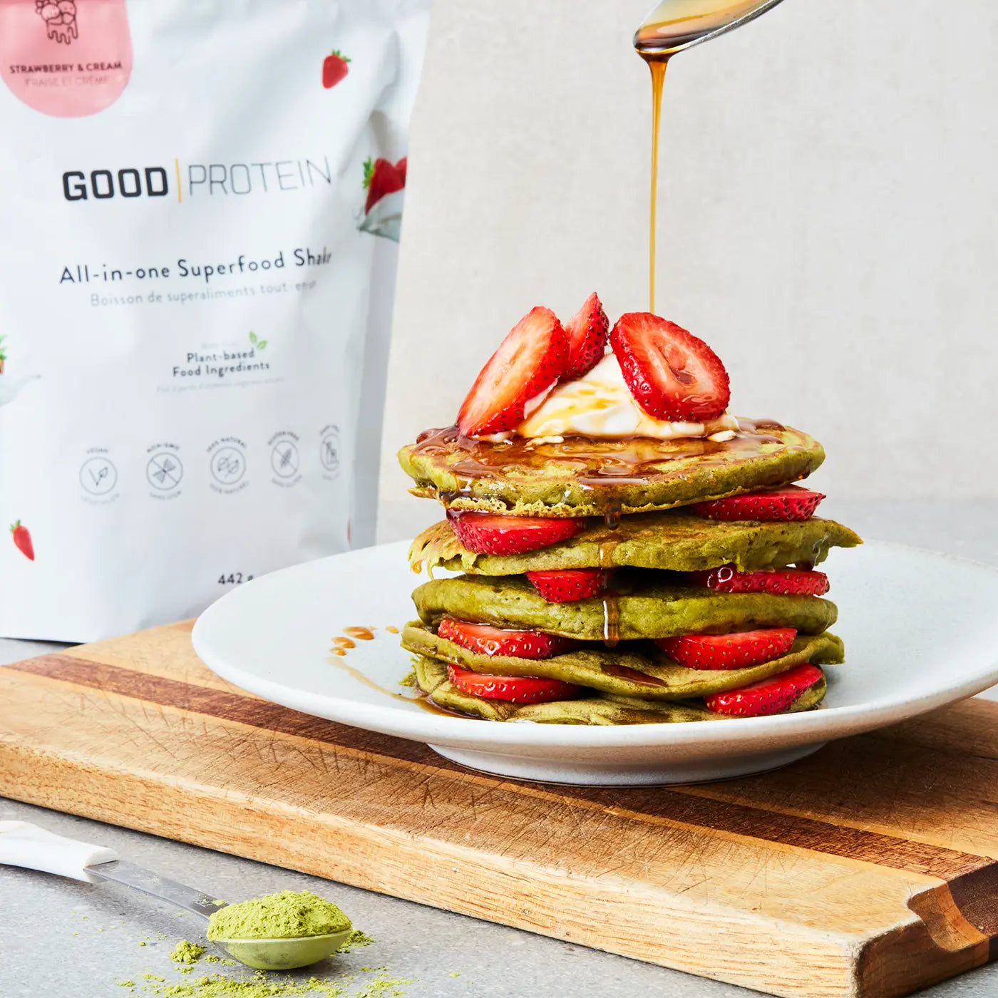 Vegan Matcha Pancakes - Good Protein