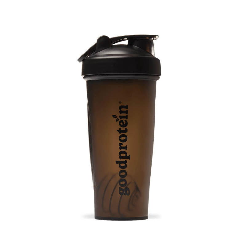 Good Protein black shaker bottle for mixing shakes and smoothies.