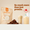 Good Protein Chai Latte All-in-One Shake pouch with made in Canada stamp and key nutrition benefits icons